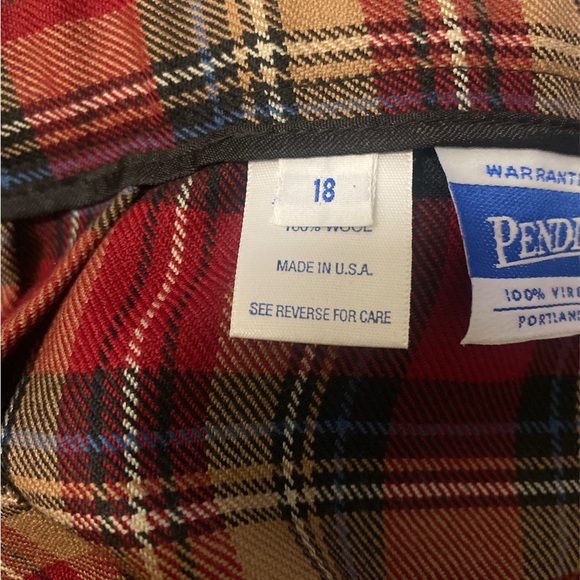 Pendleton 100% Virgin Wool Maxi Skirt Vtg No Visible Flaws! Sz 18. Red/Gld Plaid - Picture 3 of 12